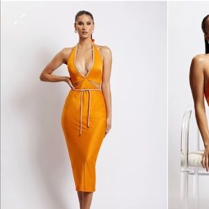 Diamanté Rope MIDI Dress - Mandarin